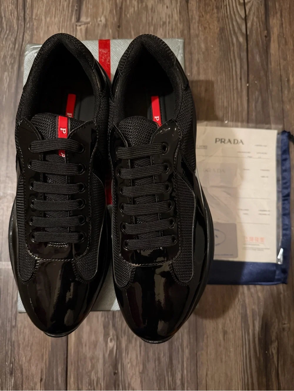 Prada Black Patent & Mesh Men's Sneakers Eur 45 (Men’s 11)